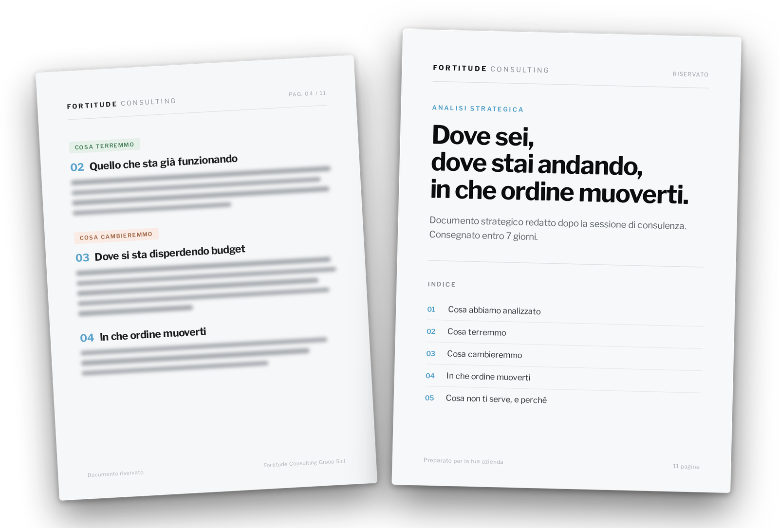 Anteprima del documento strategico consegnato dopo l'Analisi Strategica